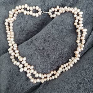 Double Strand Genuine Pearl Choker Necklace
